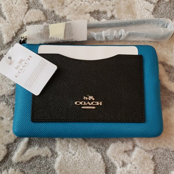Coach corner colorblock wristlet, Teal and Black - Picture 4 of 4